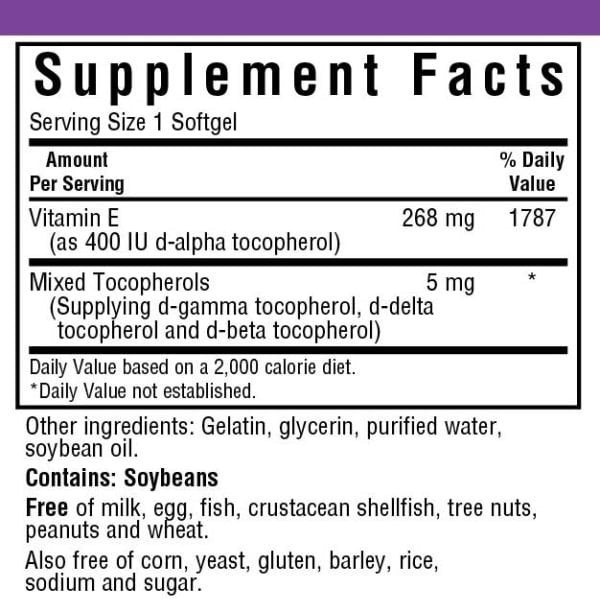 Bluebonnet Vitamin E 268 mg (400IU) 50 Softgel