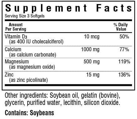 Bluebonnet Calcium Magnesium Zinc 60 Softgel