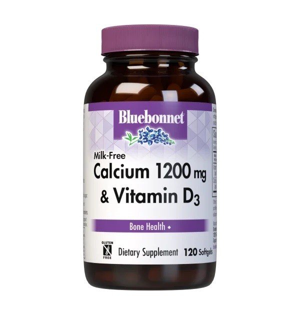 Calcium 1200 mg | Vitamin D3 | Bluebonnet | Bone Health | Milk Free | Gluten Free | Dietary Supplement | 120 Softgels | VitaminLife