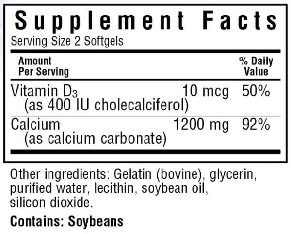 Bluebonnet Milk-Free Calcium 1200 mg &amp; Vitamin D3 120 Softgel