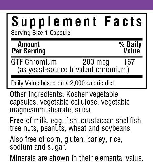 Bluebonnet GTF Chromium 200mcg 100 Capsule