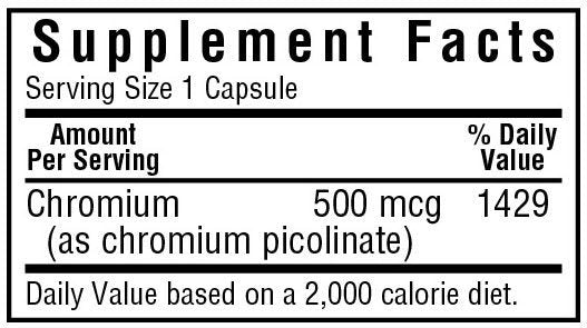 Bluebonnet Chromium Picolinate 500mcg 100 Capsule