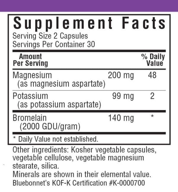 Bluebonnet Magnesium &amp; Potassium Plus Bromelain 60 Capsule