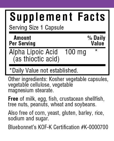 Bluebonnet Alpha Lipoic Acid 100mg 60 Capsule