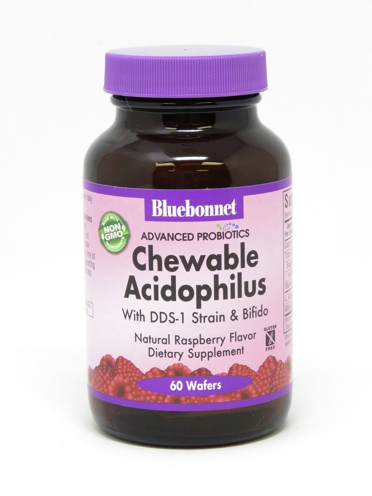 Bluebonnet Milk-Free Acidolphilus - Raspberry Flavor 60 Chewable