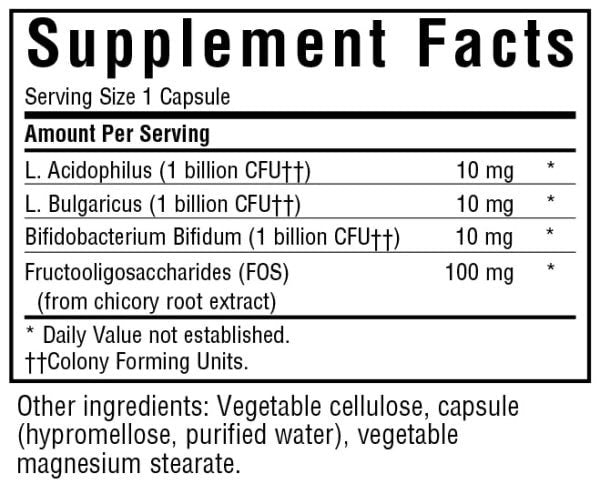 Bluebonnet Milk-Free Acidophilus Plus FOS 50 Capsule