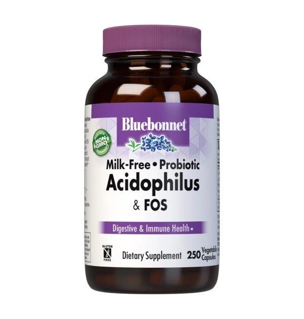 Acidophilus & F.O.S. | Bluebonnet | Probiotic | Digestive Health | Immune Health | Milk Free | Gluten Free | Non GMO | Dietary Supplement | 250 Capsules | VitaminLife