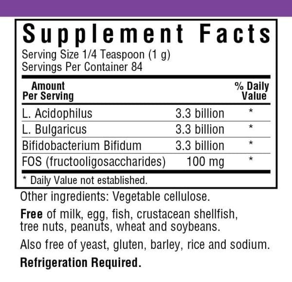 Bluebonnet Milk-Free Acidophilus Plus FOS 3 oz Powder