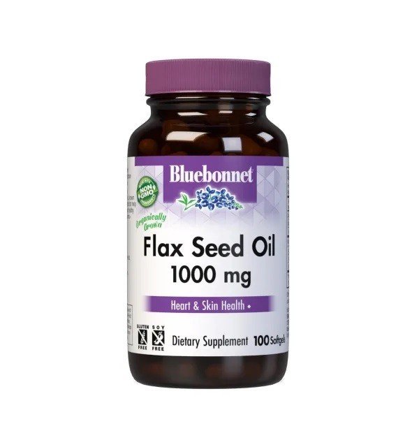 Bluebonnet Flax Seed Oil 1000mg - Organic 100 Softgel