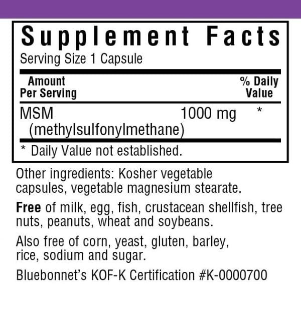 Bluebonnet MSM 1000mg 120 VegCap