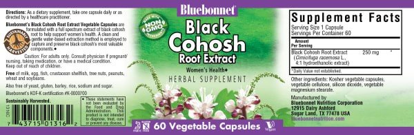 Bluebonnet Black Cohosh 250mg 60 Capsule