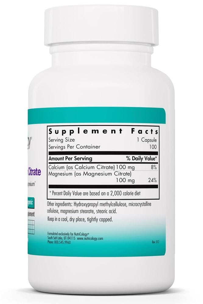 Nutricology Calcium Magnesium Citrate 100 VegCap