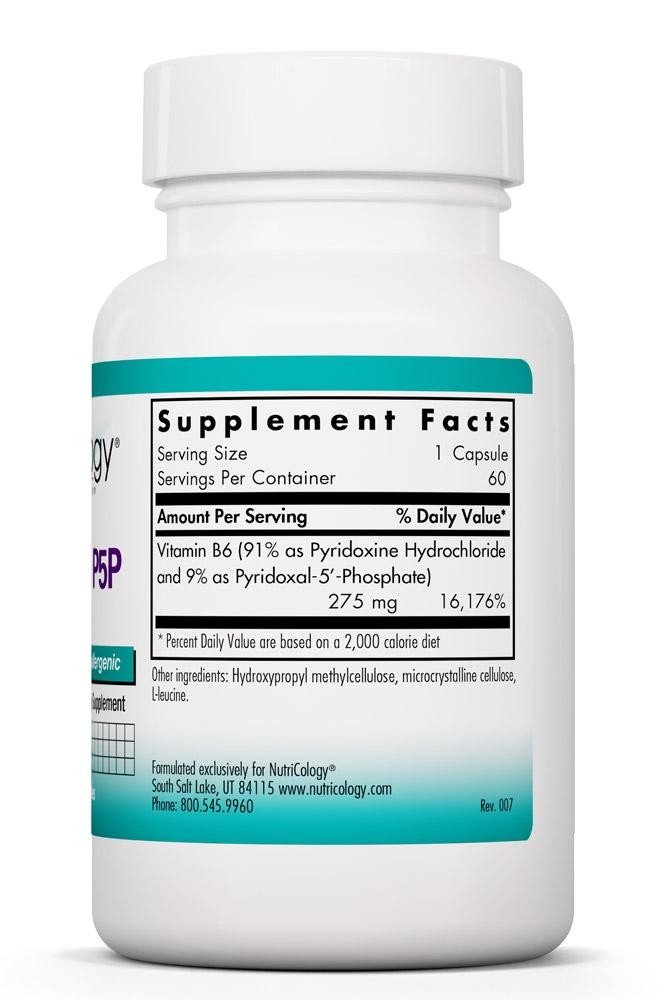 Nutricology Pyridoxine P5P Vitamin B6 60 VegCap