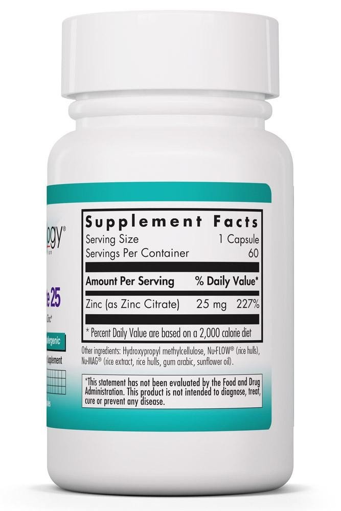 Nutricology Zinc Citrate 25 mg 60 VegCap
