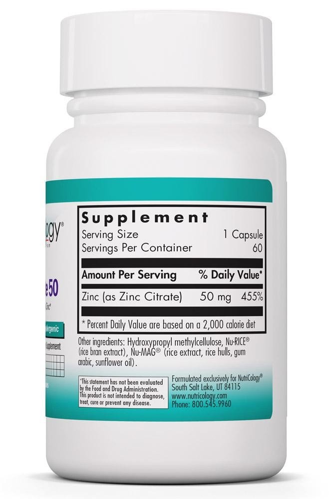 Nutricology Zinc Citrate 50 mg 60 VegCap