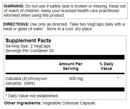 Solaray Catuaba Bark 465mg 100 VegCaps