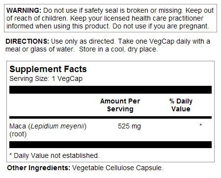 Solaray Maca Root 525mg 100 Capsule