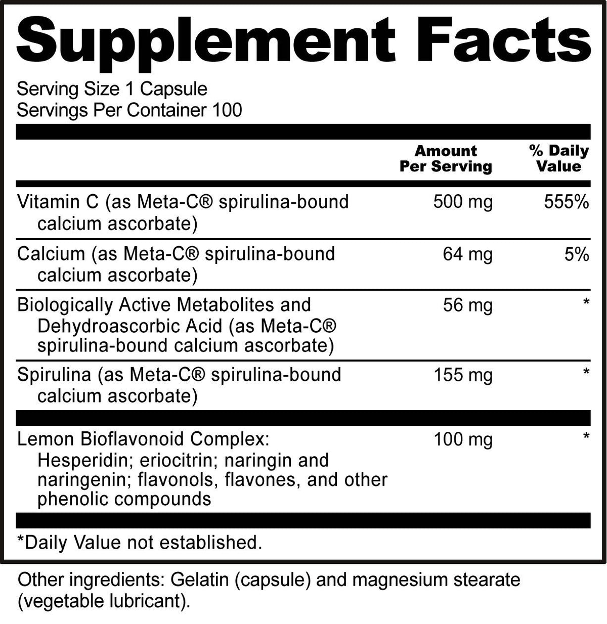 Nutribiotic Meta-C 500mg 100 Capsule