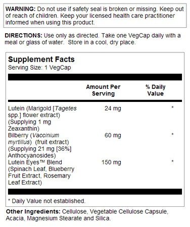Solaray Lutein Eyes Advanced 24 mg 30 VegCaps