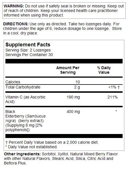 Solaray Black Elderberry Extract 60 Lozenge