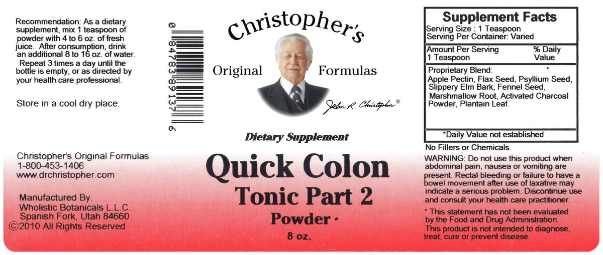 Christopher&#39;s Original Formulas Quick Colon Tonic Part 2 8 oz Powder
