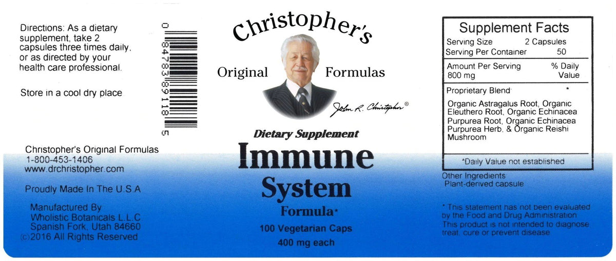 Christopher&#39;s Original Formulas Immune System Formula 100 VegCap