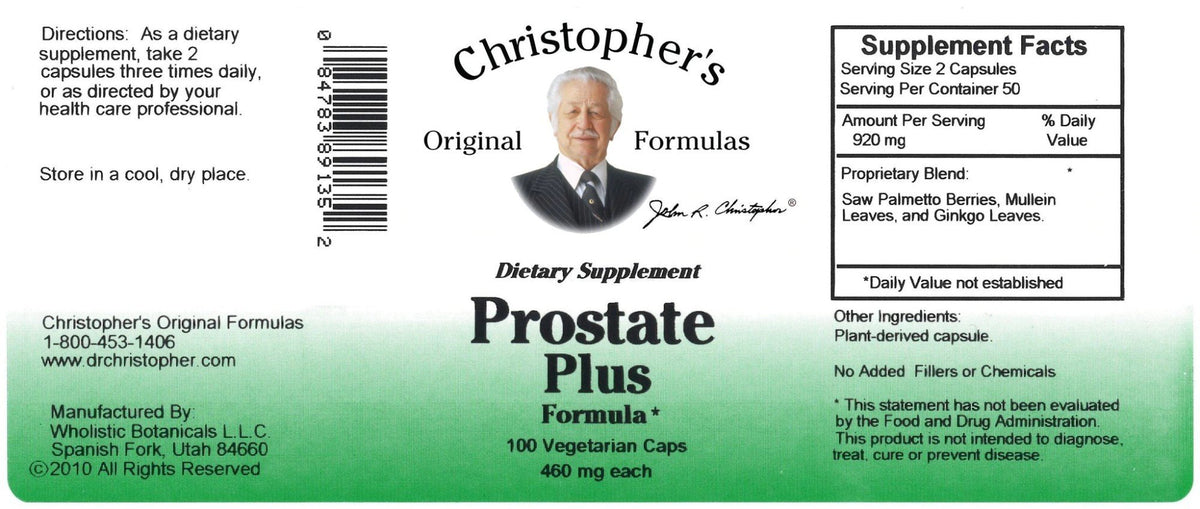Christopher&#39;s Original Formulas Prostate Plus Formula(Prospalmetto) 100 VegCap