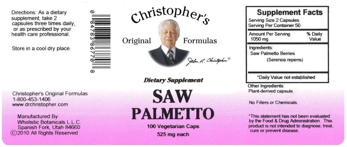 Christopher&#39;s Original Formulas Saw Palmetto Berries 100 VegCap