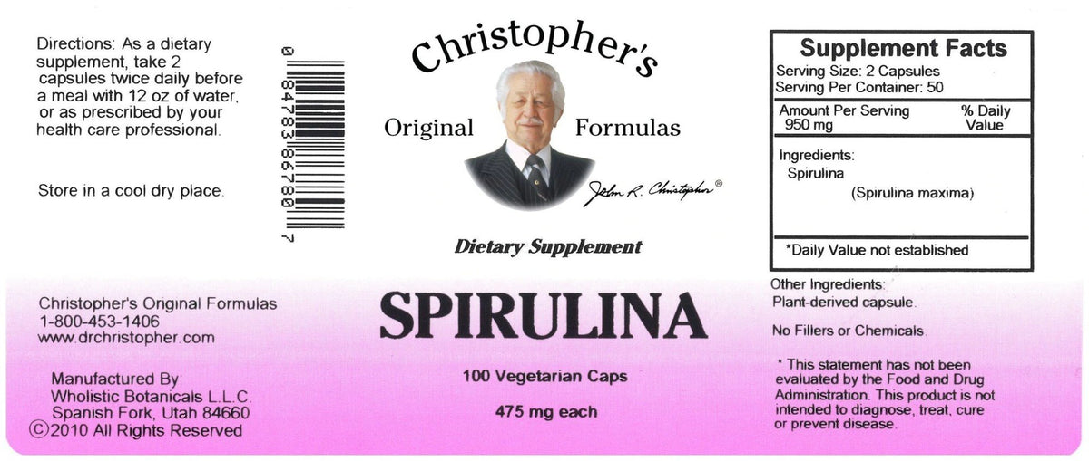 Christopher&#39;s Original Formulas Spirulina 100 VegCap