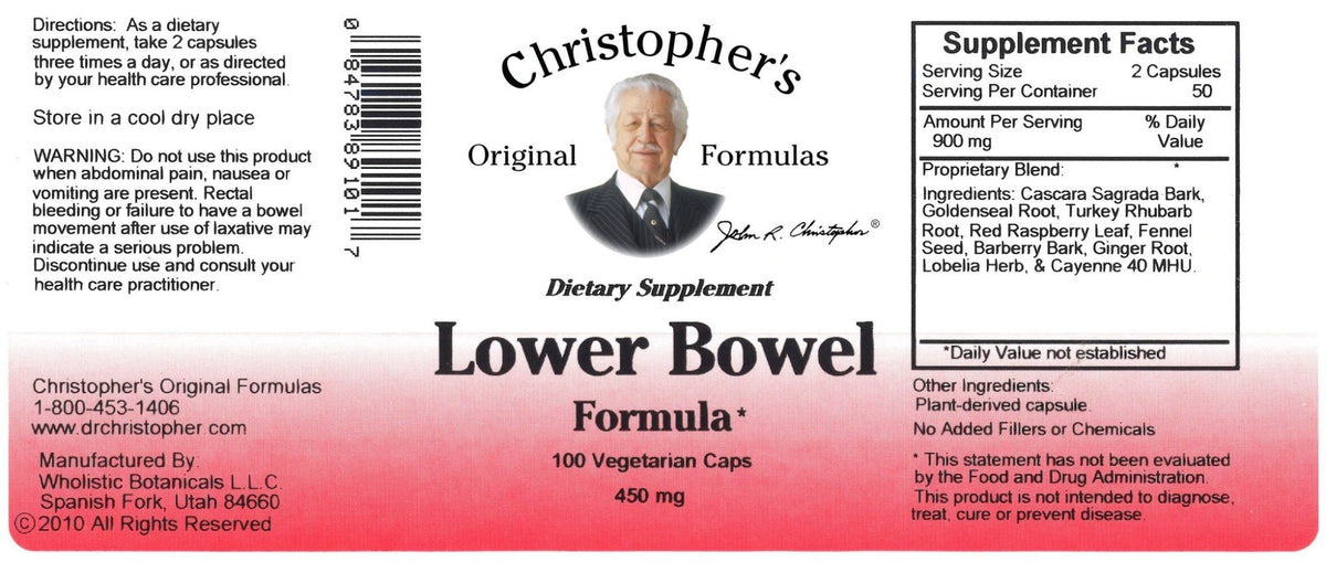 Christopher&#39;s Original Formulas Lower Bowel Formula 100 VegCap