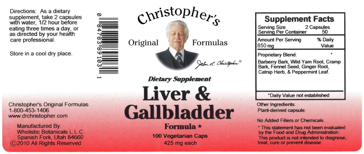 Christopher&#39;s Original Formulas Liver and Gall Bladder Formula 100 Capsule
