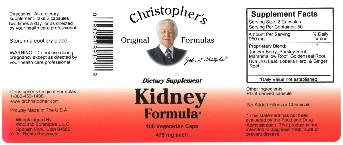 Christopher&#39;s Original Formulas Kidney Formula 100 VegCap