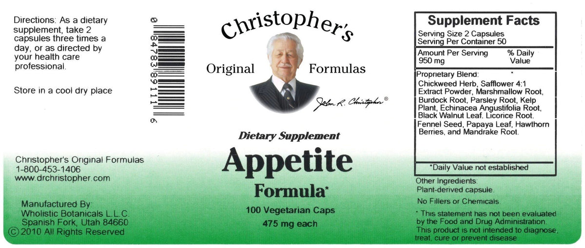 Christopher&#39;s Original Formulas Appetite Formula 100 VegCap