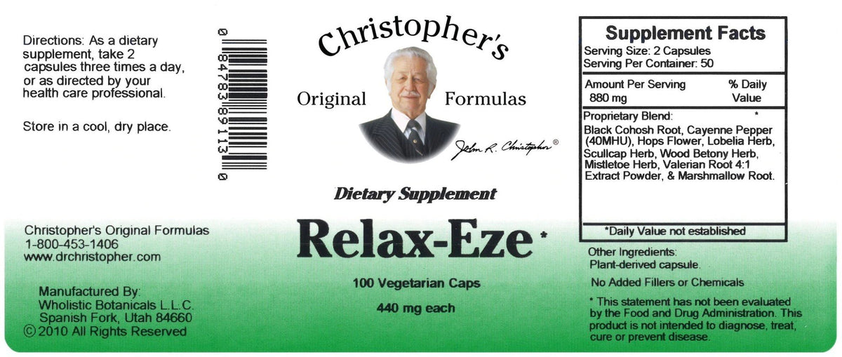 Christopher&#39;s Original Formulas Relax-Eze 100 VegCap