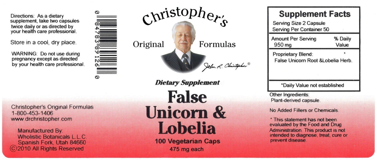 Christopher&#39;s Original Formulas False Unicorn &amp; Lobelia 100 VegCap