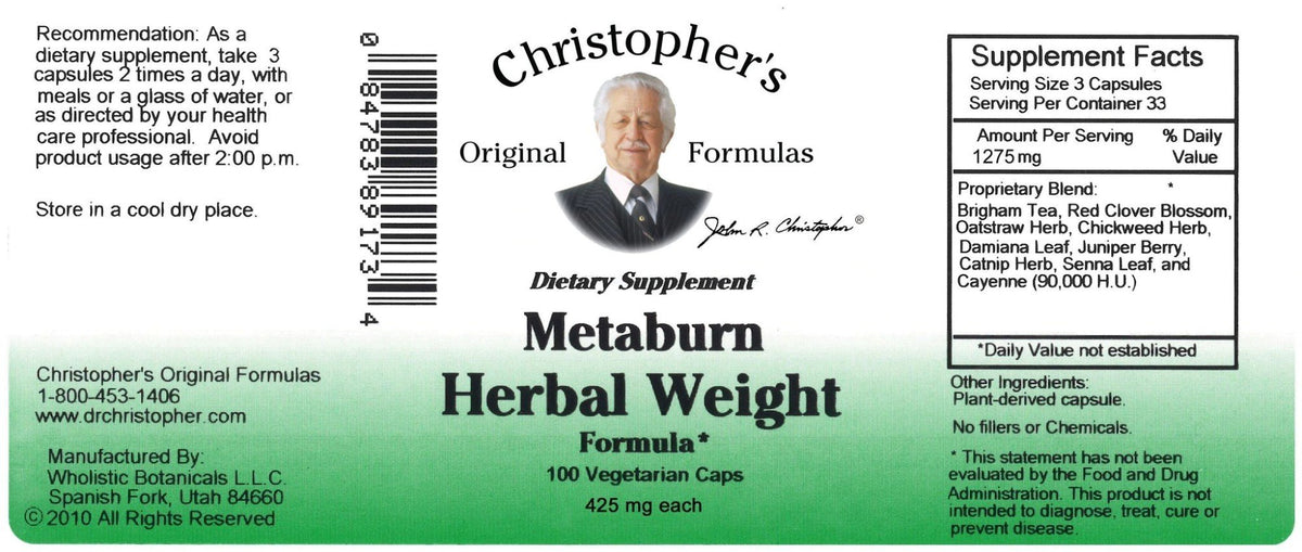 Christopher&#39;s Original Formulas Metaburn Herbal Weight  Formula 100 VegCap