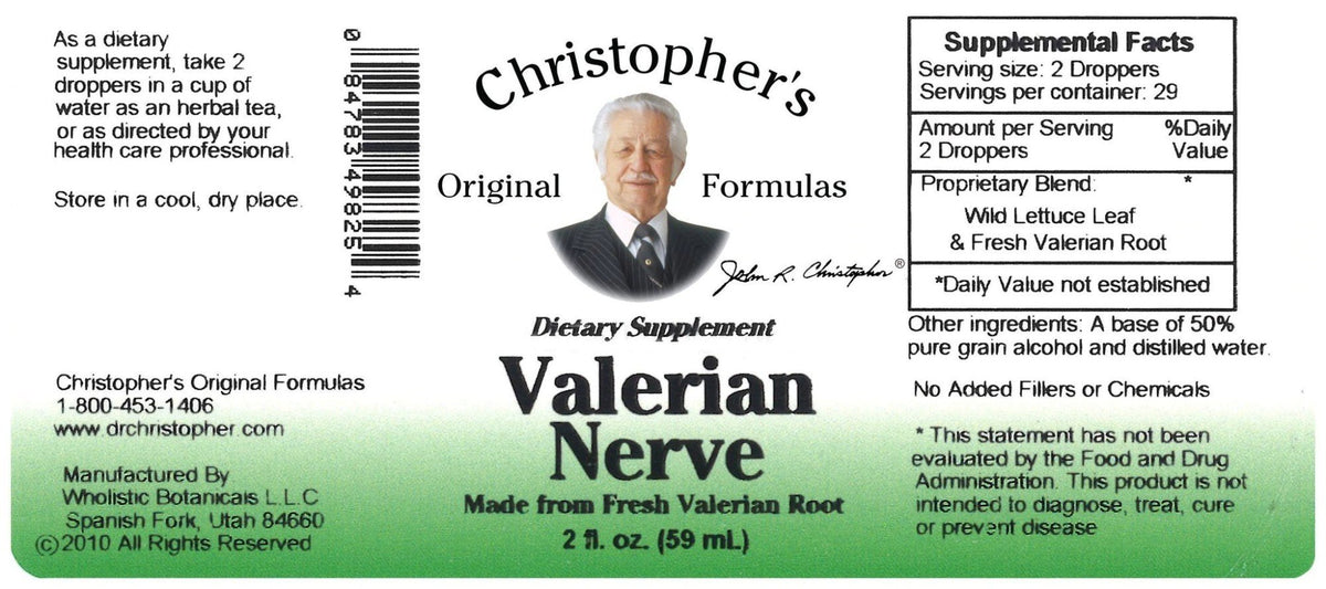 Christopher&#39;s Original Formulas Valerian Nerve Formula (Wild Lettuce &amp; Valerian Extract) 2 oz Liquid