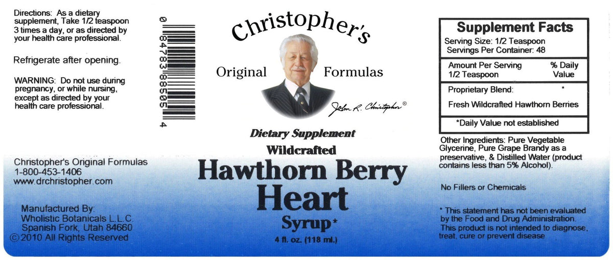 Christopher&#39;s Original Formulas Hawthorn Berry Heart Syrup 4 oz Liquid