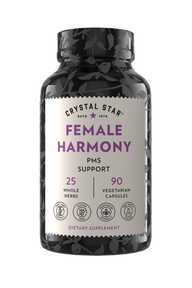 Female Harmony | Crystal Star | PMS Support | Post Menstrual Syndrome | 25 Whole Herbs | Non GMO | Gluten Free | Vegetarian | Dietary Supplement | 90 VegCaps | VitaminLife