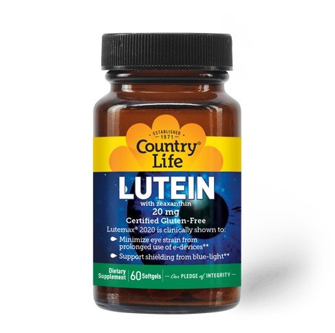 20 milligrams Lutein | Country Life | Lutein | Zeaxanthin | Gluten Free | Dietary Supplement | 60 Softgels | VitaminLife