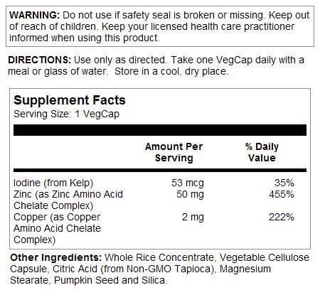 Solaray Zinc with Copper 100 VegCaps