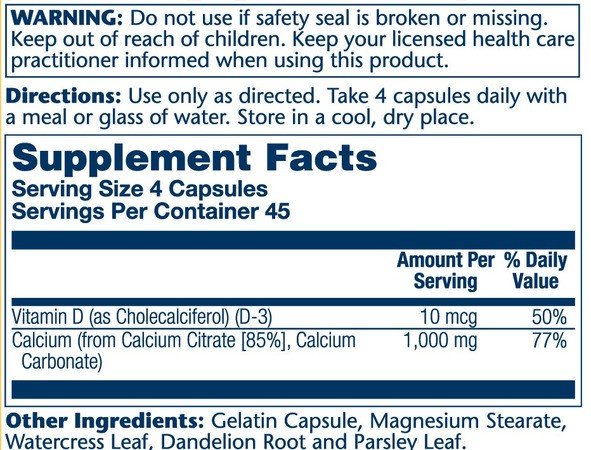 Solaray Calcium Citrate 1000mg with Vitamin D 180 Capsule