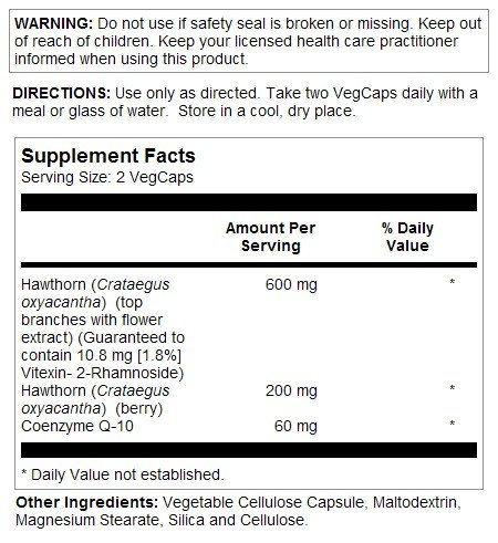 Solaray Hawthorn &amp; Coenzyme-10 Two Daily 60 Capsule