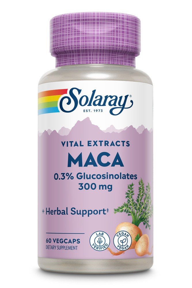 Maca | Solaray Vital Extracts | Herbal Support | 0.3% Glucosinolates | Vegan | Dietary Supplement | 60 VegCaps | Vegetable Capsules | VitaminLife