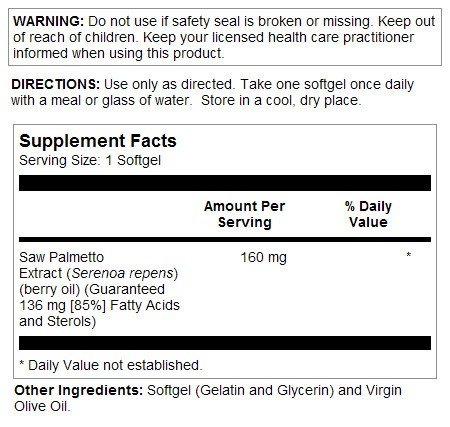 Solaray Saw Palmetto Berry Extract 160mg 240 Softgel