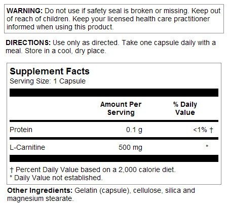 Thompson Nutritional L-Carnitine 500mg 30 Capsule