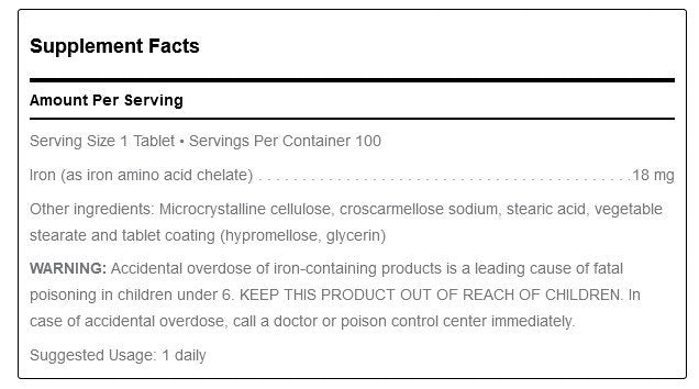 Douglas Laboratories Amino-Iron 18mg 100 Tablet