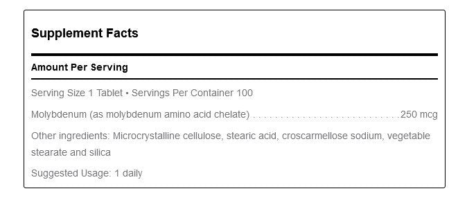 Douglas Laboratories Molybdenum 250mcg 100 Tablet