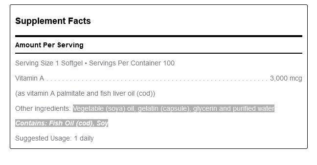 Douglas Laboratories Vitamin A 100 Softgel