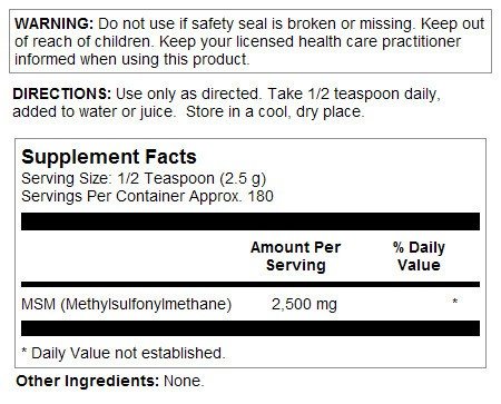 LifeTime MSM 100% Pure 2500mg 16 oz Powder